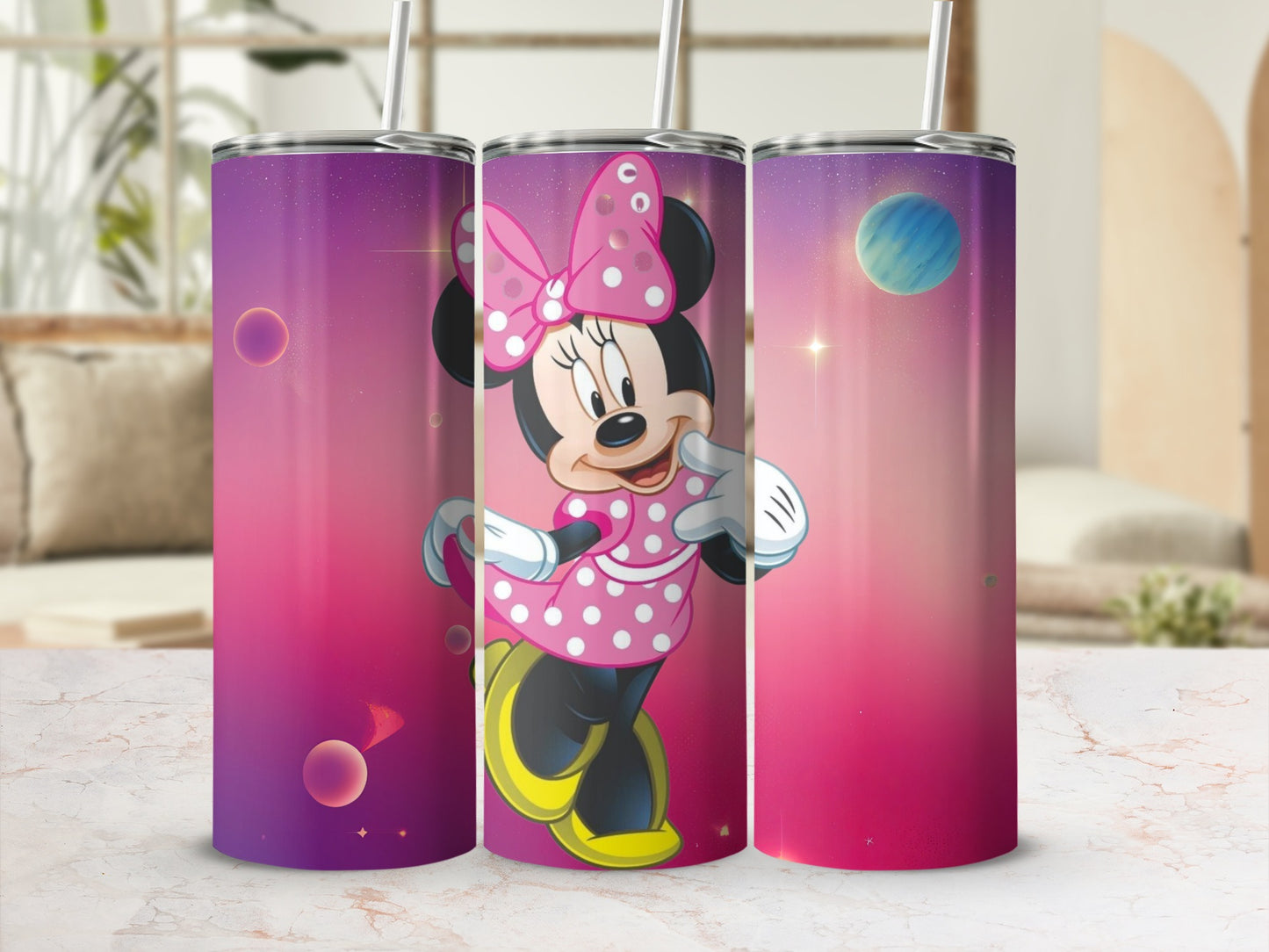 Cute Minnie Mouse Pink Space Tumbler for Kids