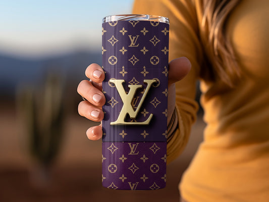 Stylish Luxury Brand Monogrammed Purple Tumbler