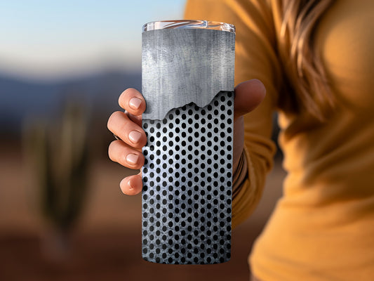 Metal Sheet Over Perforated Grid Decorative Tumblers