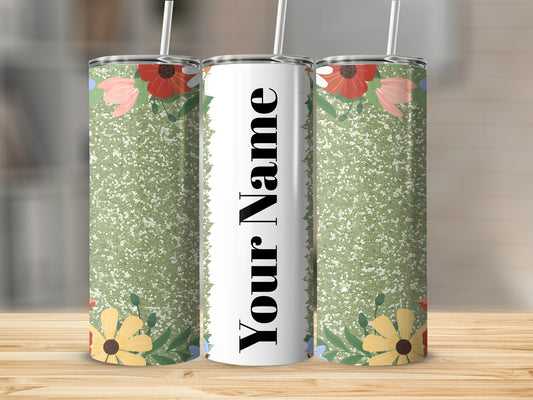 Floral Pattern Customized Insulated Tumbler Cup