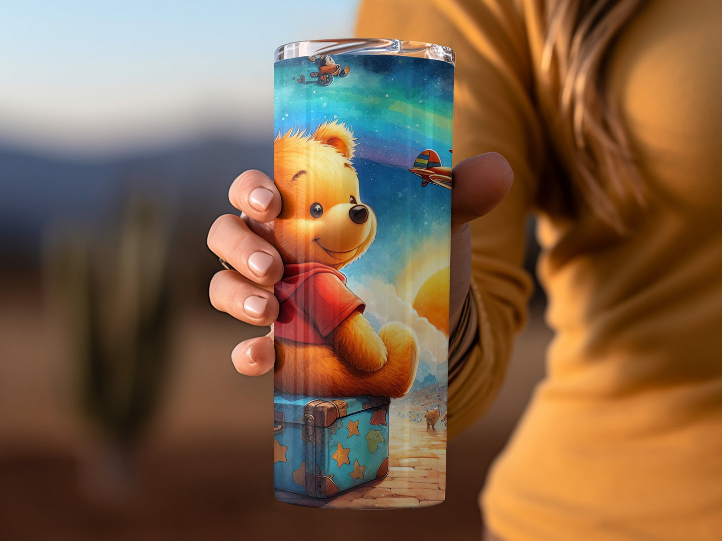 Teddy Bear Adventures in Paris Artwork Scene Novelty Tumblers