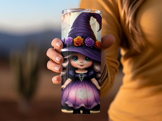 Adorable Witch Doll with Colorful Hat tumbler