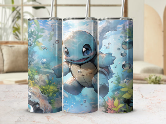 Adorable Squirtle Underwater Scene Tumbler Design