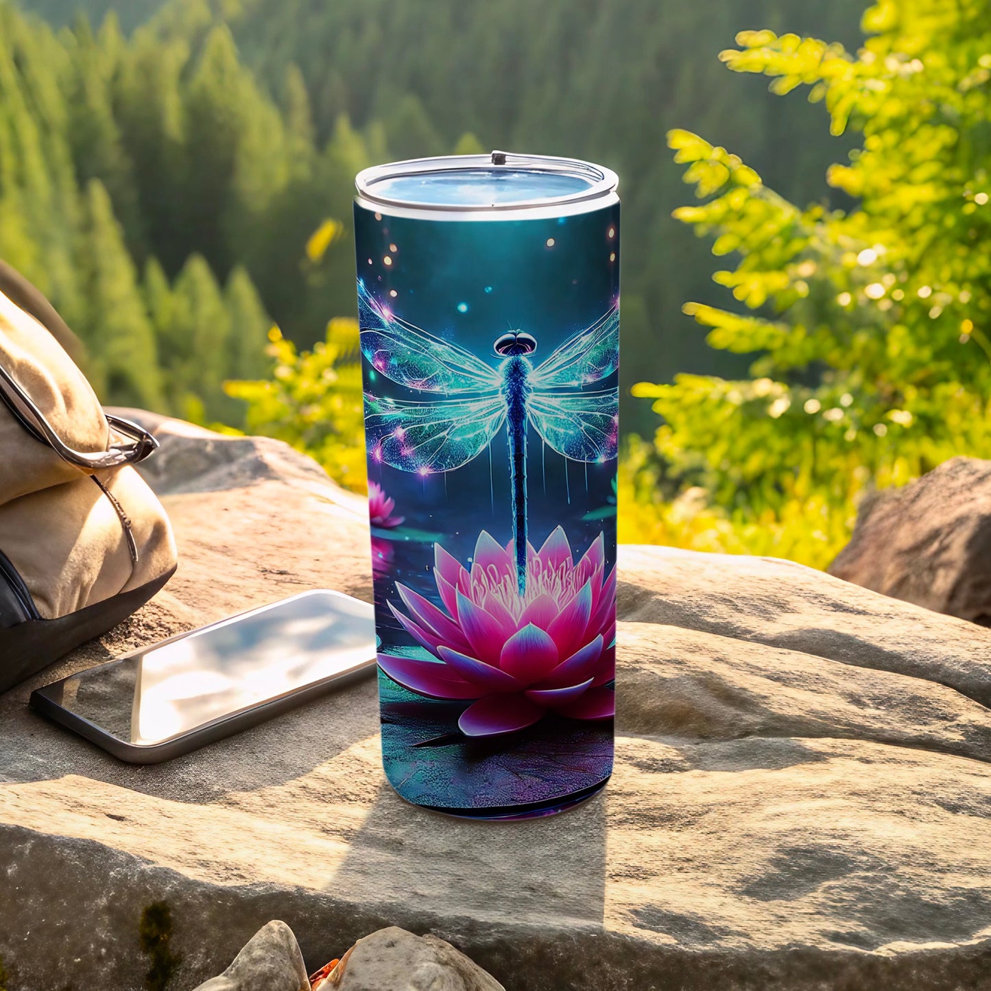 Sparkly Dragonfly Lotus Blossom Tumbler product type