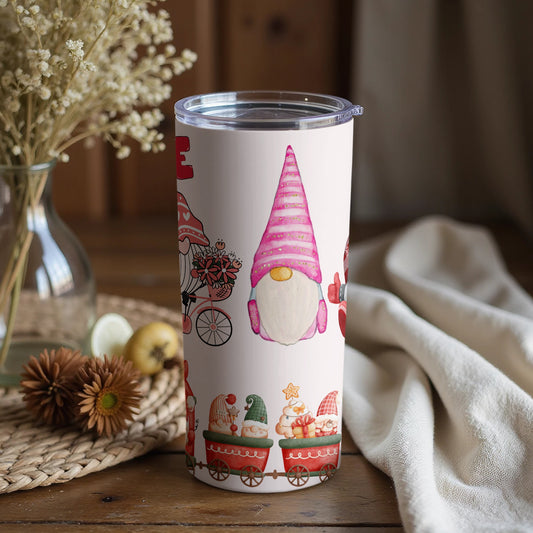 Festive Gnome Travel Tumbler with Lid Ideal for Drinks