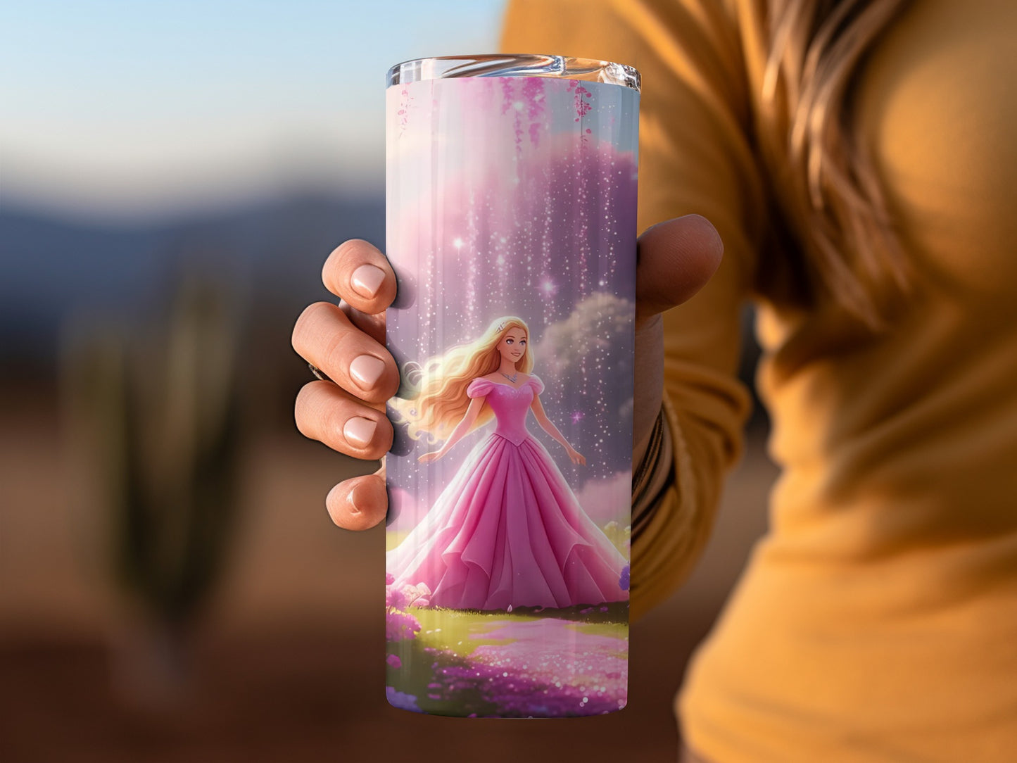 Pink Princess Surrounded with Flowers Tumblers