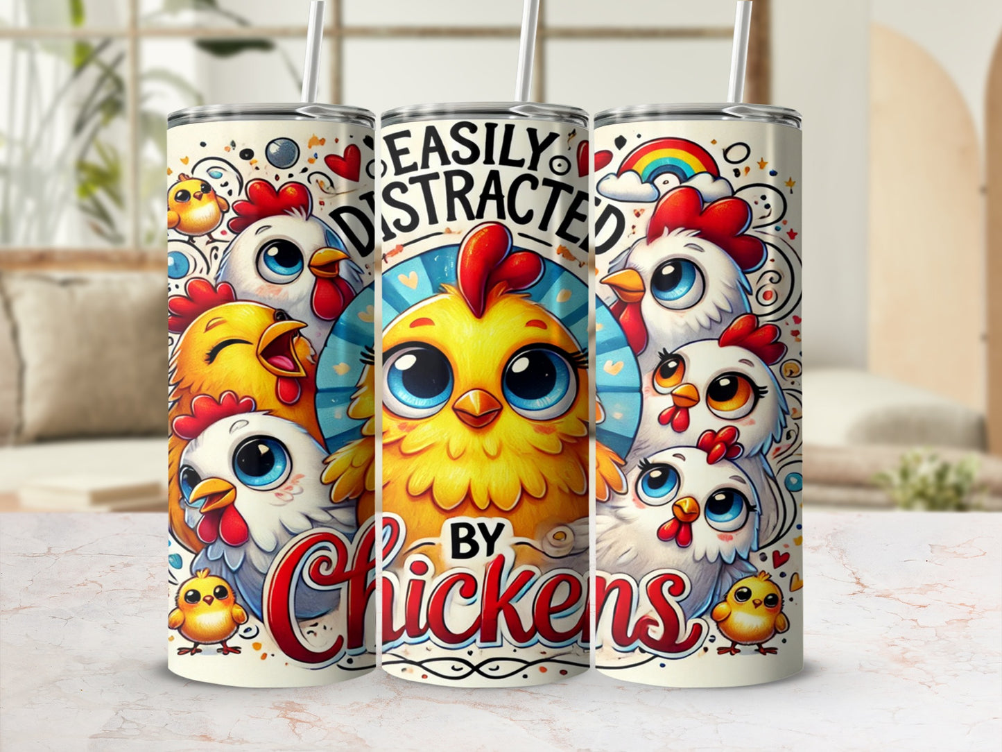 Easily Distracted By Chickens Tumbler Cup