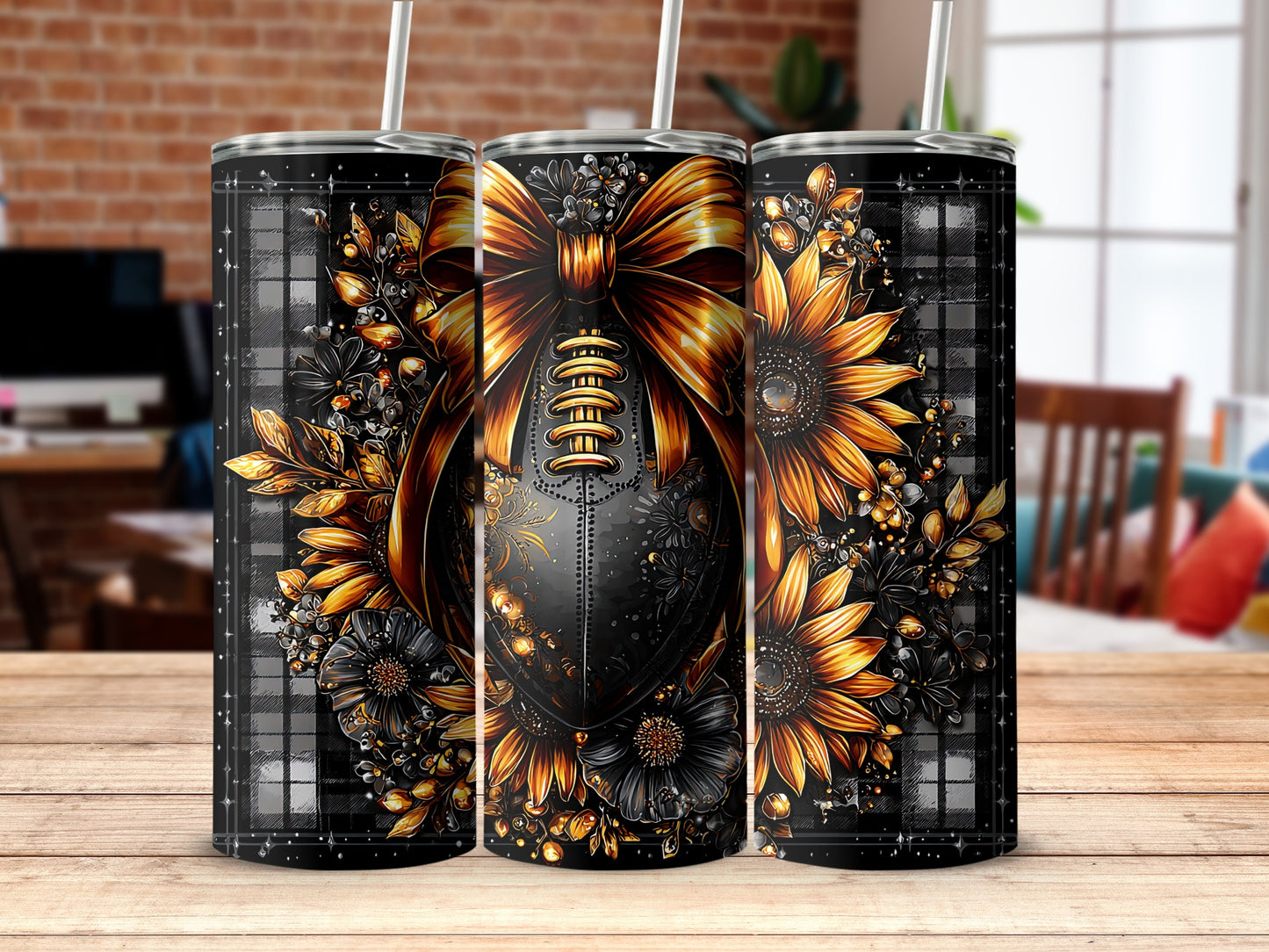 Floral Sunflower Football Tumbler Stunning Design