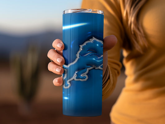 Blue Lion Silver Trim on Blue Background Tumblers
