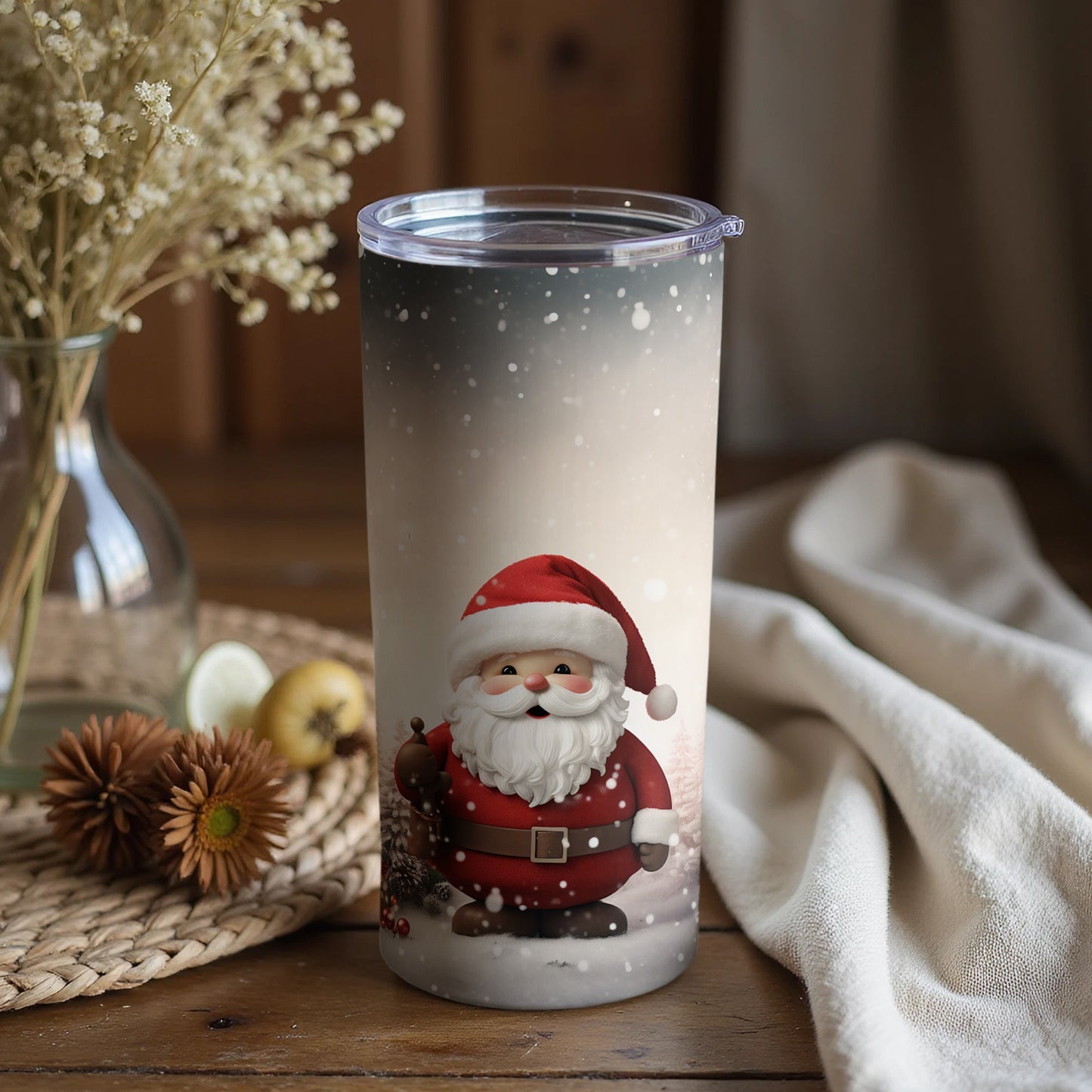 Santa Claus Design Insulated Tumbler with Lid