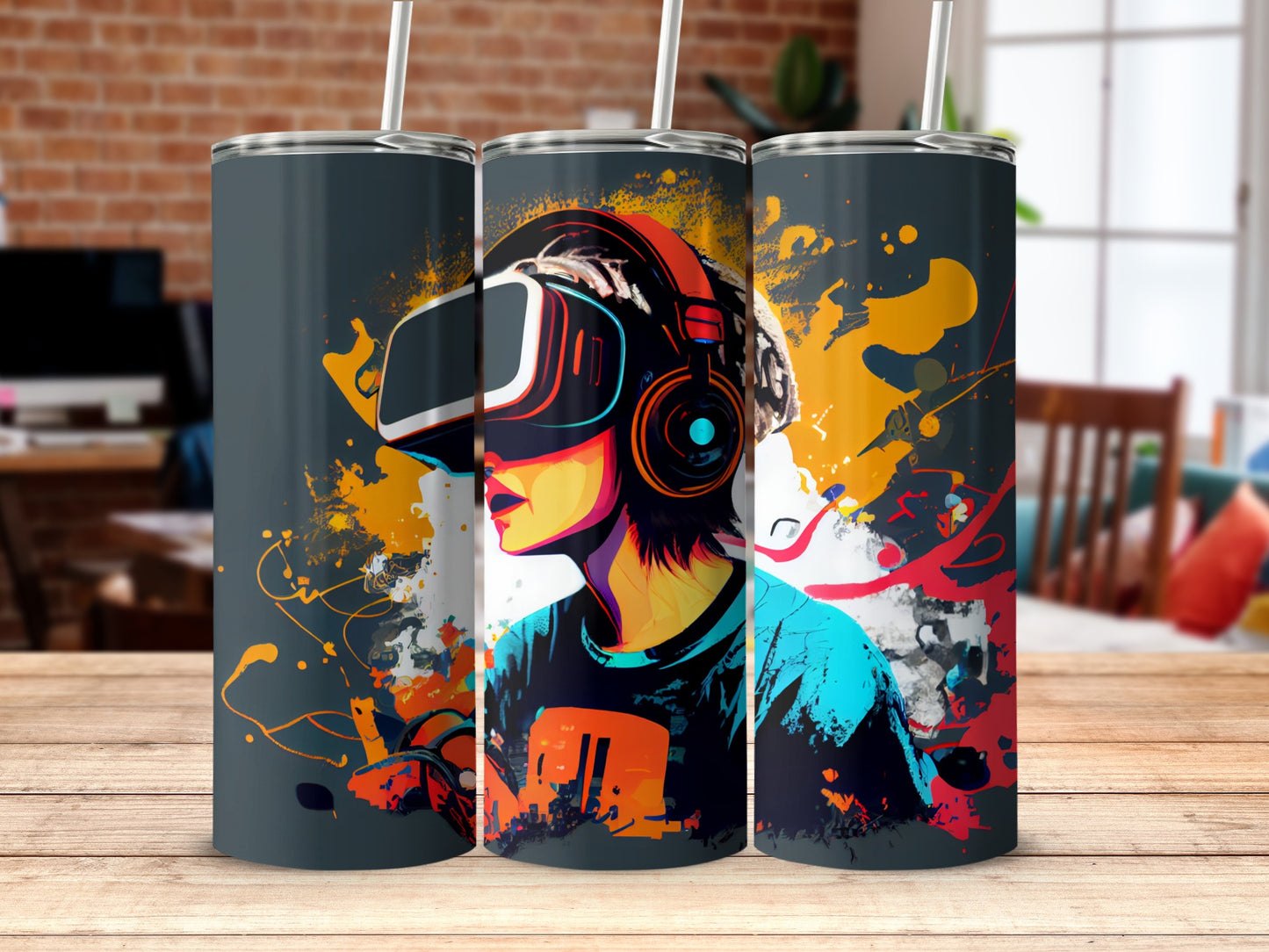 Vibrant VR Gamer Design Art Tumbler 20oz Cup