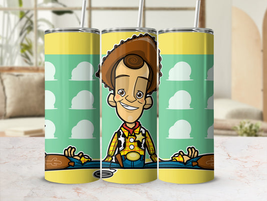 Cartoon Cowboy with Green Background Tumbler