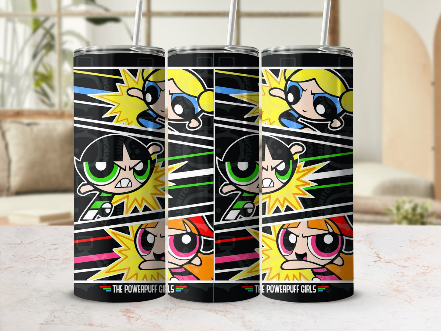 The Powerpuff Girls Cartoon Pattern Tumbler Bottle