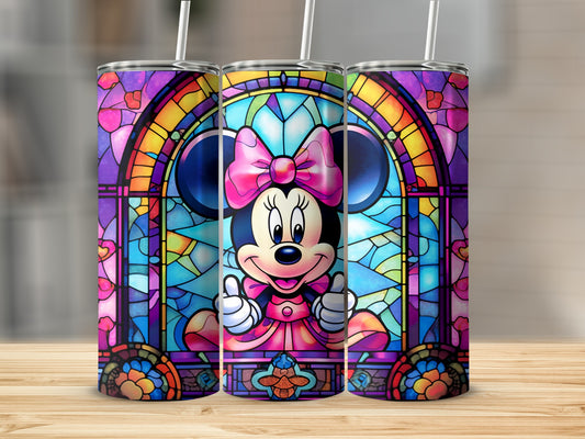 Colorful Stained Glass Design Minnie Mouse Tumbler