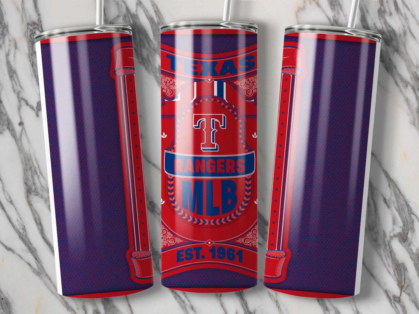 Texas Rangers MLB Est 1961 Design Graphics Tumbler