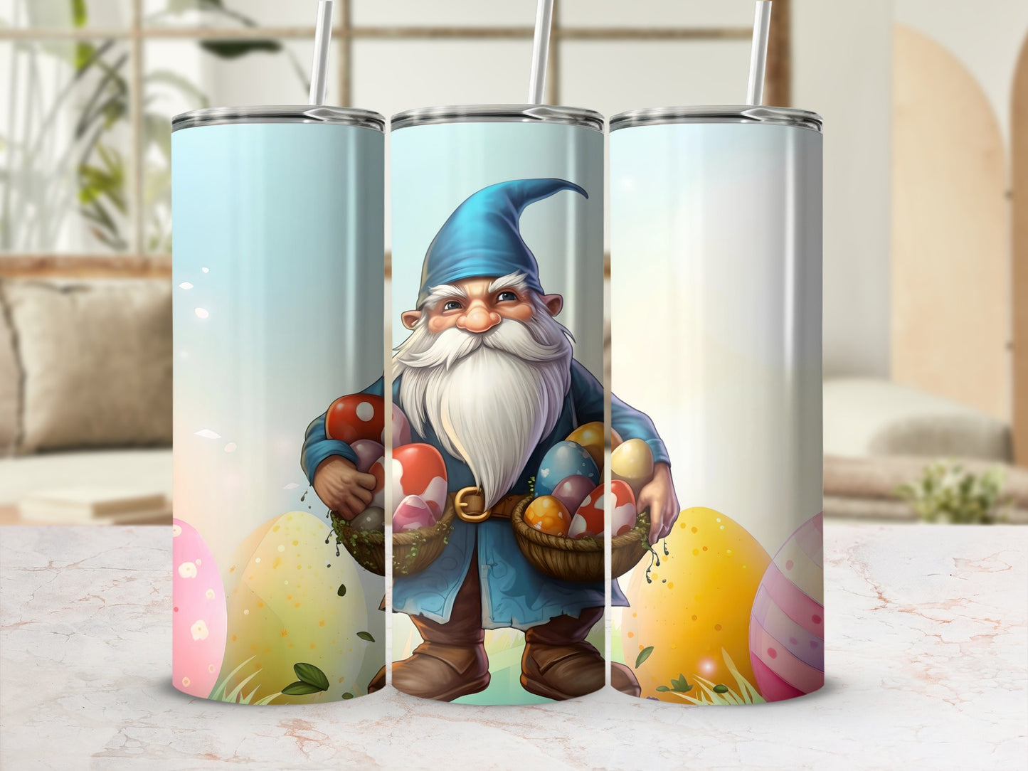 Colorful Easter Gnome with Eggs Tumbler Product