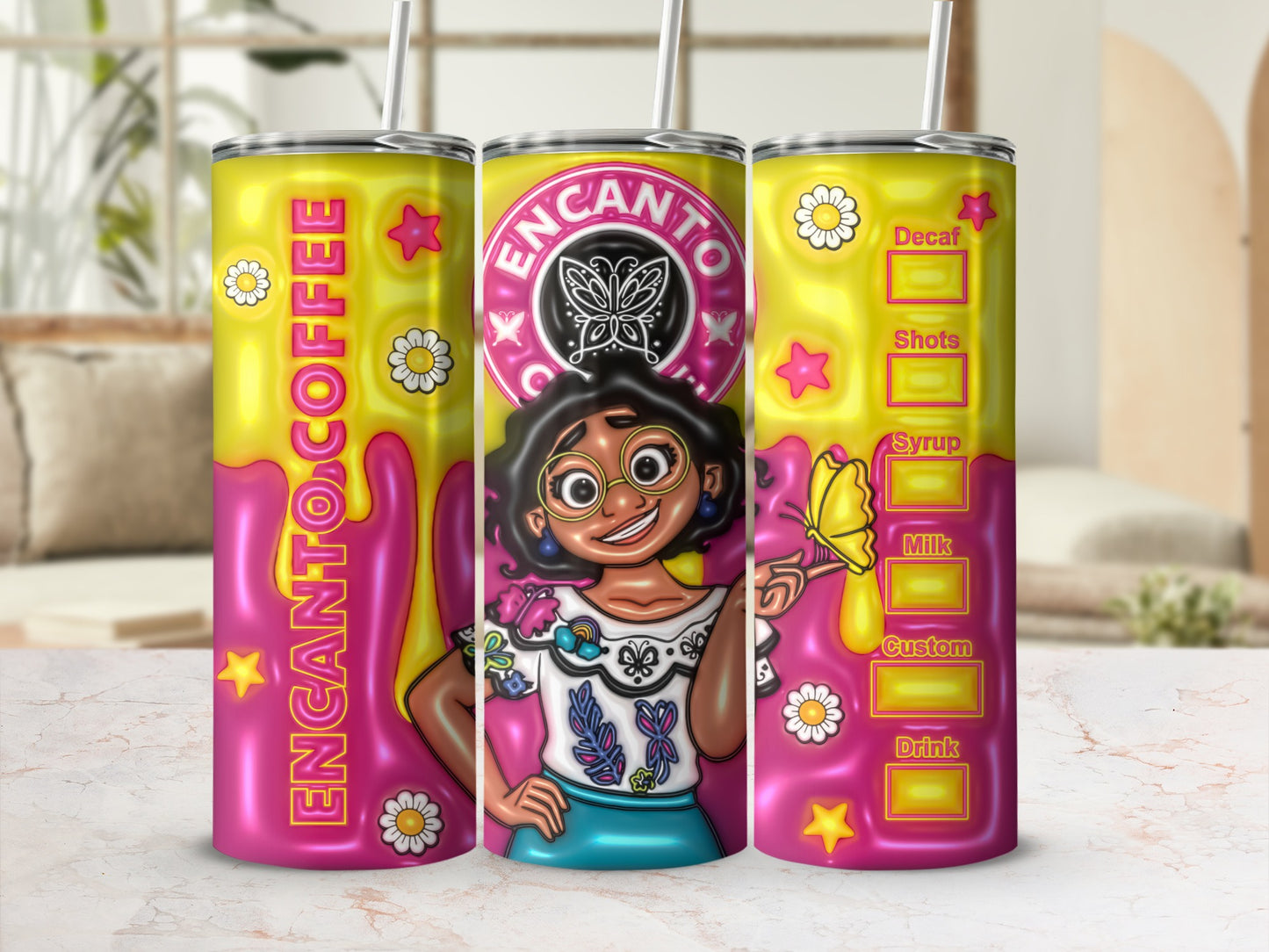 Encanto Coffee Themed Beverage Tumbler Cup