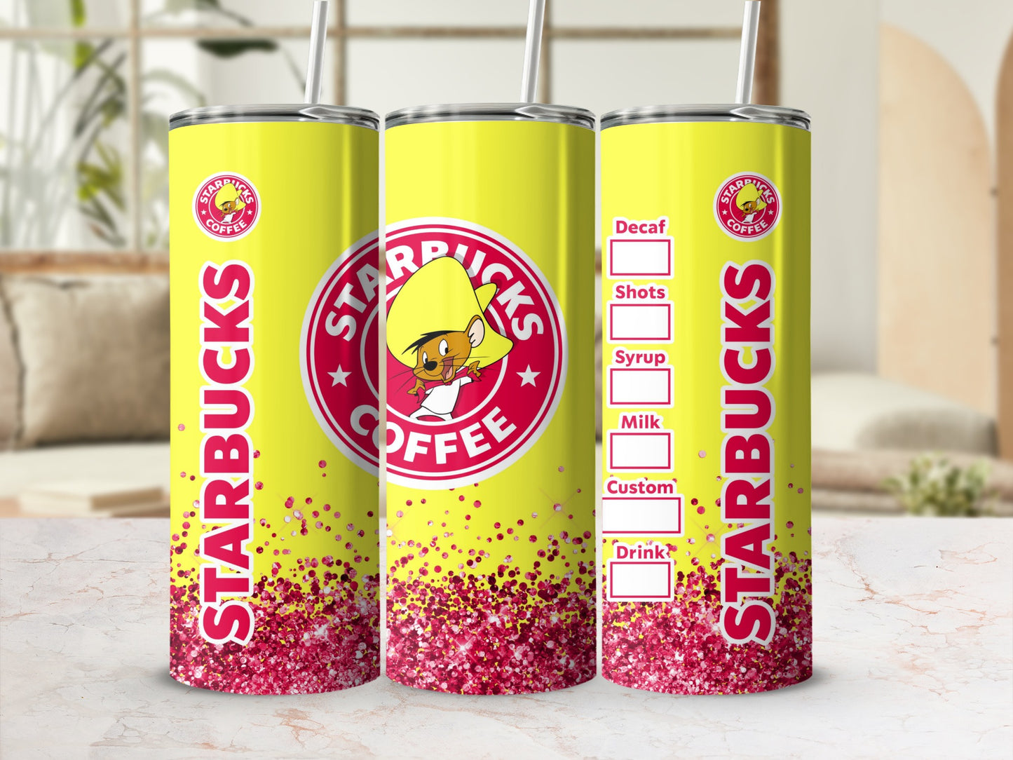 Vibrant Starbucks Custom Yellow Tumbler With Straw