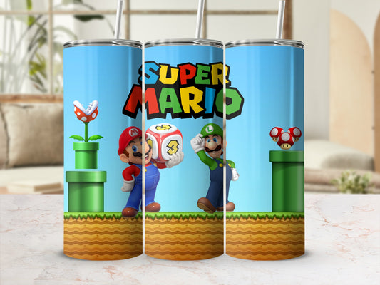Super Mario Themed Tumbler with Characters Design