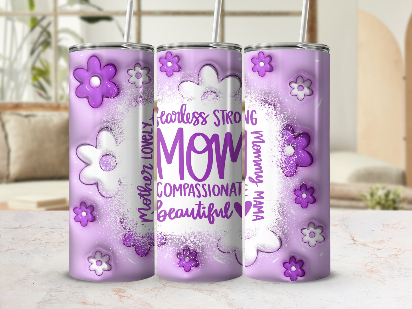 Fearless Strong Compassionate MOM Design Tumbler