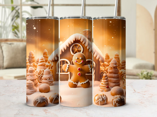 Festive Gingerbread Village Design Tumbler Product