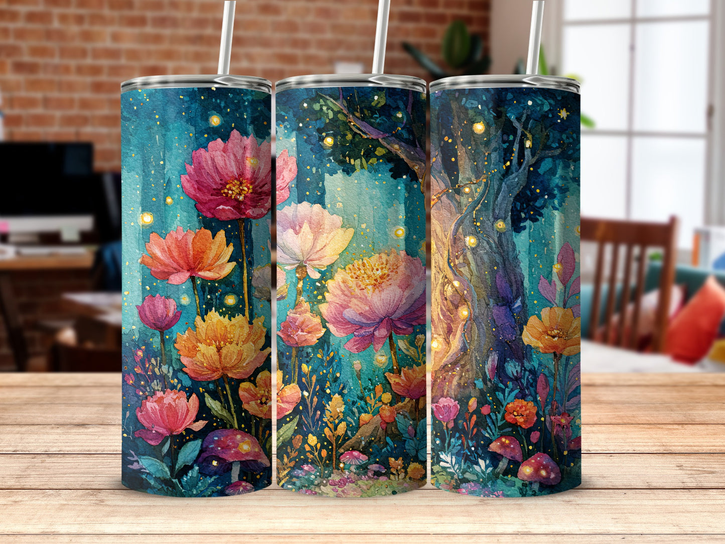 Colorful Fantasy Floral Forest Tumbler Drinkware Product