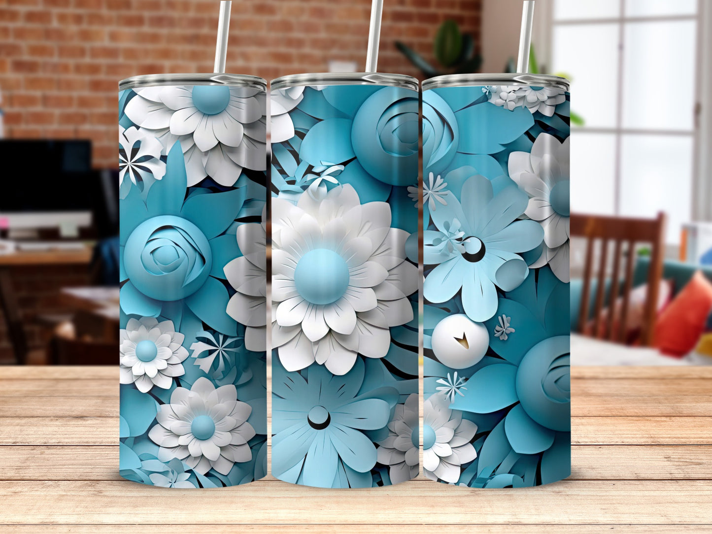Floral Blue and White Tumbler product