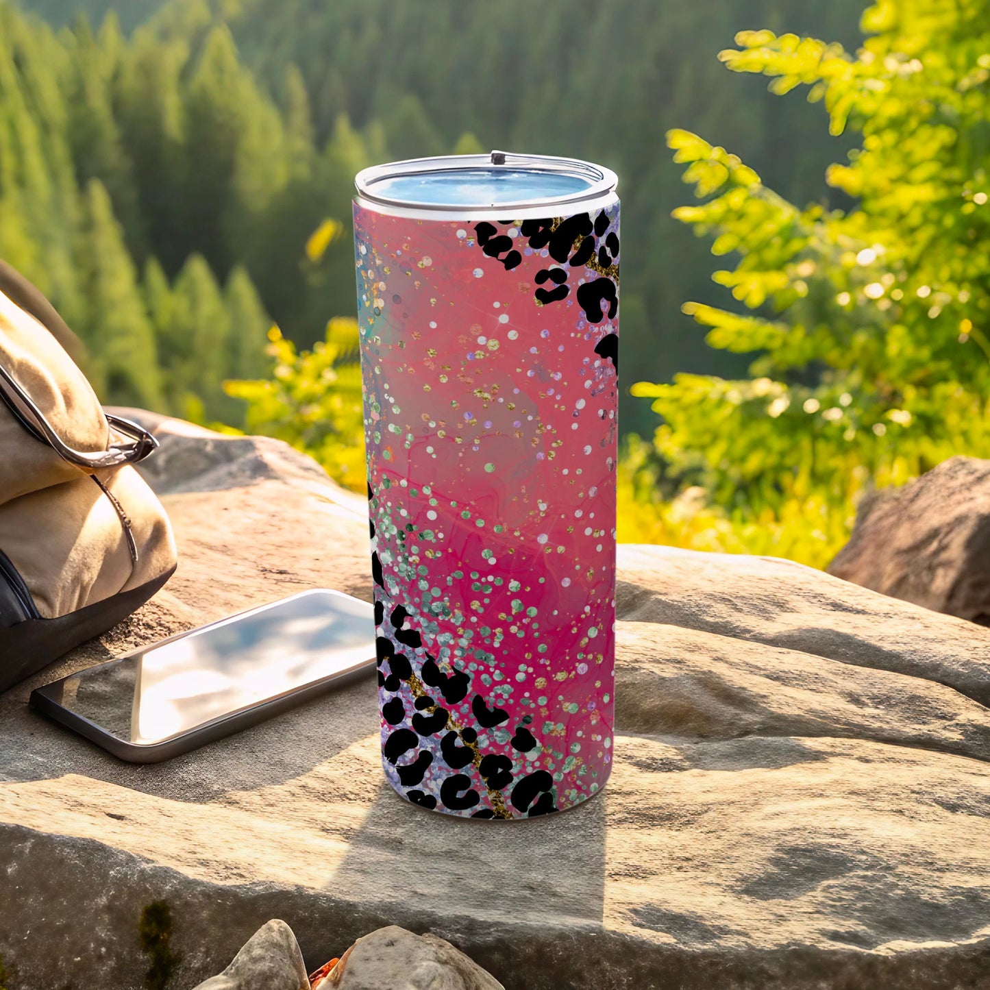 Vibrant Pink and Leopard Print Insulated Tumbler