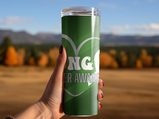 Long Cancer Awareness Green Travel Tumbler Cup