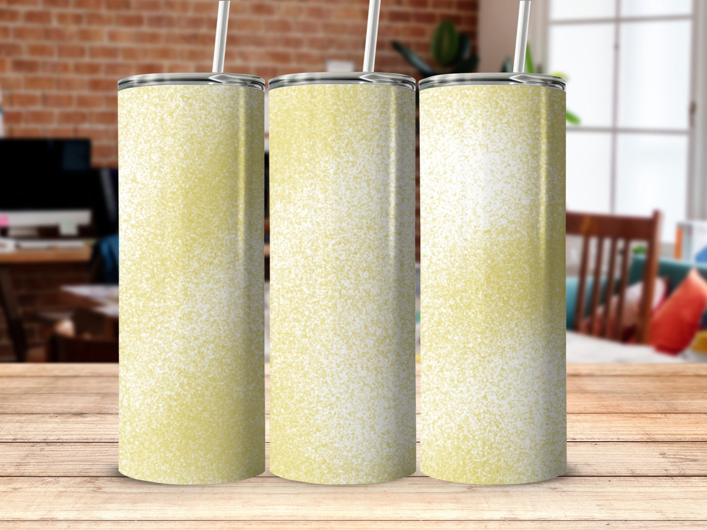 Yellow and White Patterned Tumblers for Beverages