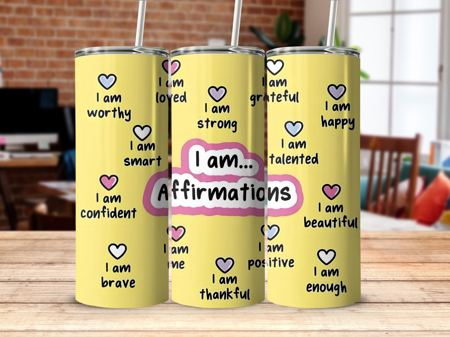 I am Affirmations motivational tumbler product