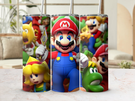 Colorful Mario Characters Tumbler for Kids and Fans