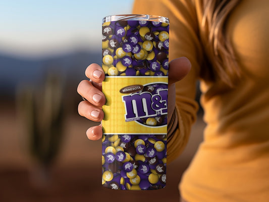 Minnesota M and Ms Winning Size Vikings Themed Tumblers