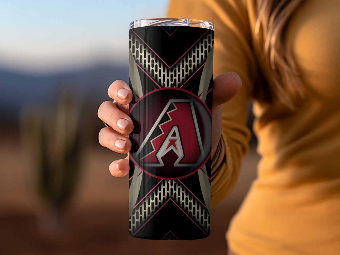 Arizona Diamondbacks Logo On Abstract Background Tumblers