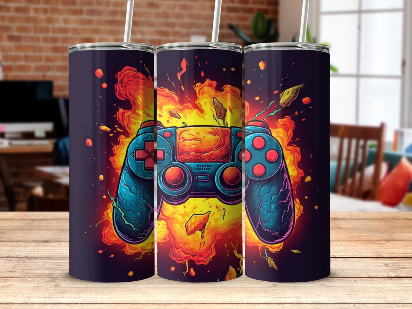 Colorful Explosive Gaming Controller Tumbler