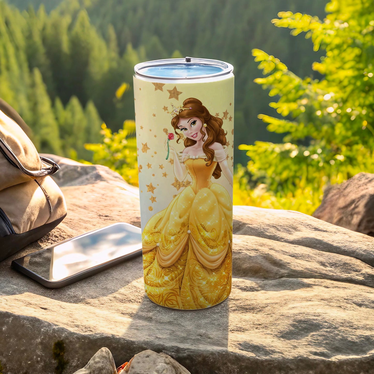 Princess Belle Holding Rose Stainless Steel Tumbler