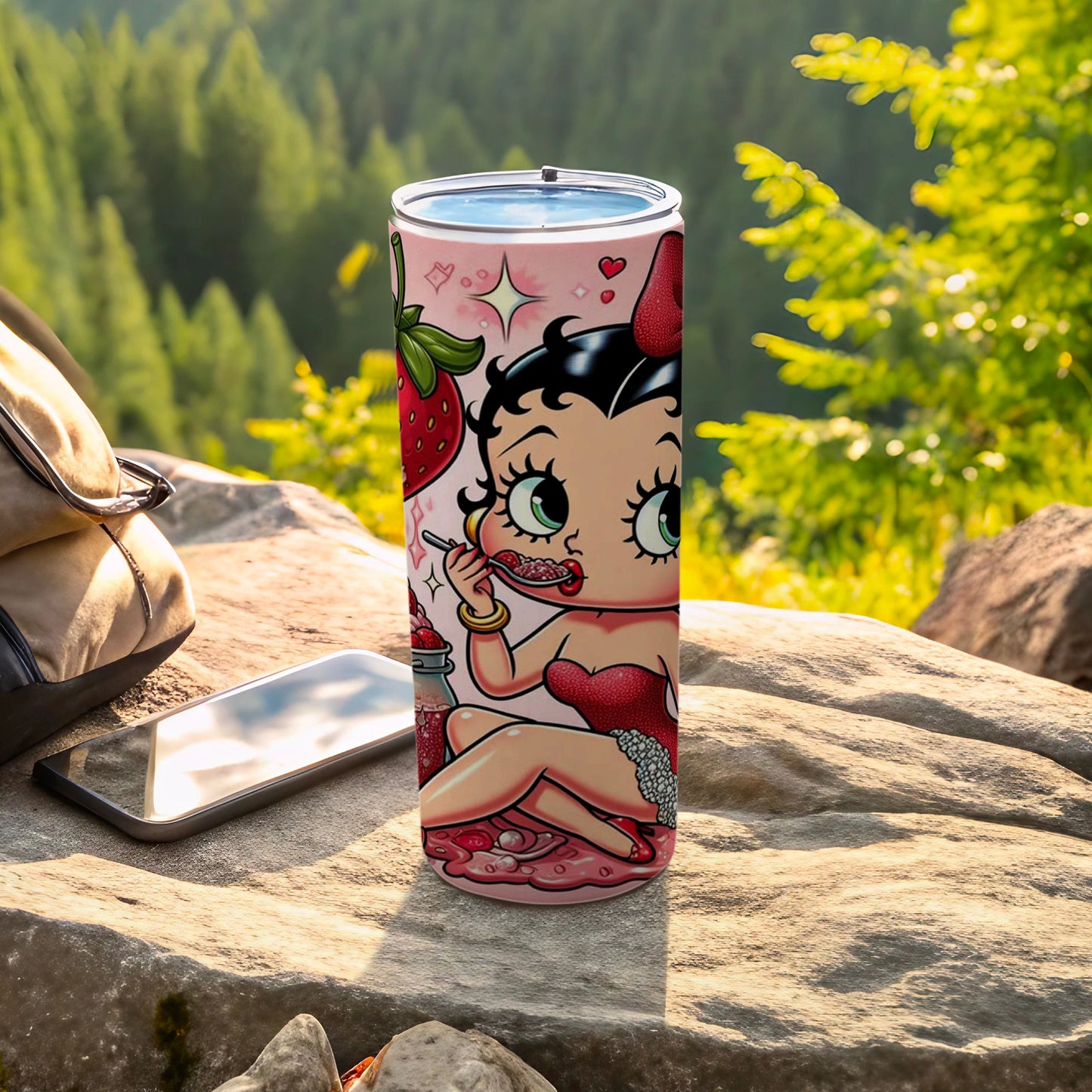 Betty Boop Strawberry Themed Tumbler for Outdoor Adventures