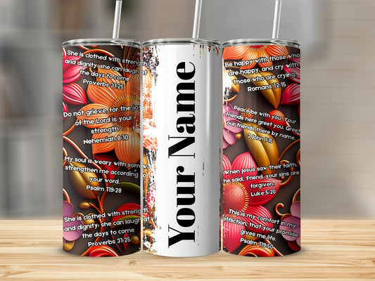 Personalized Stainless Steel Tumbler with Bible Verses