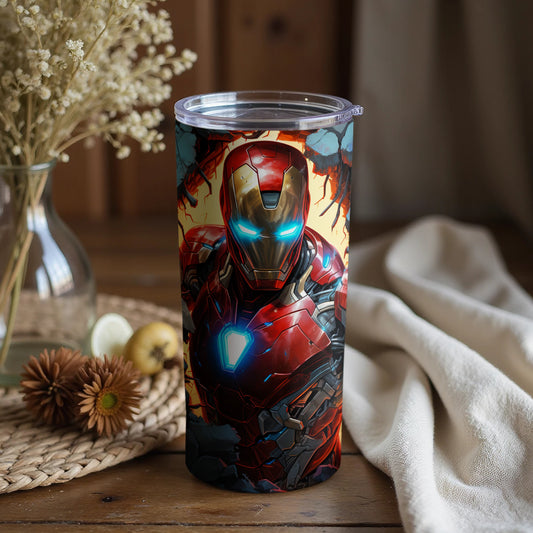 Vibrant Iron Man design insulated tumbler product