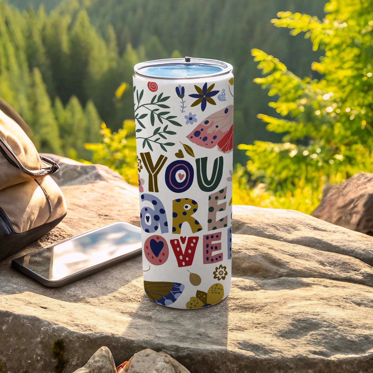 Colorful You Are Loved Multicolor Tumbler Flask