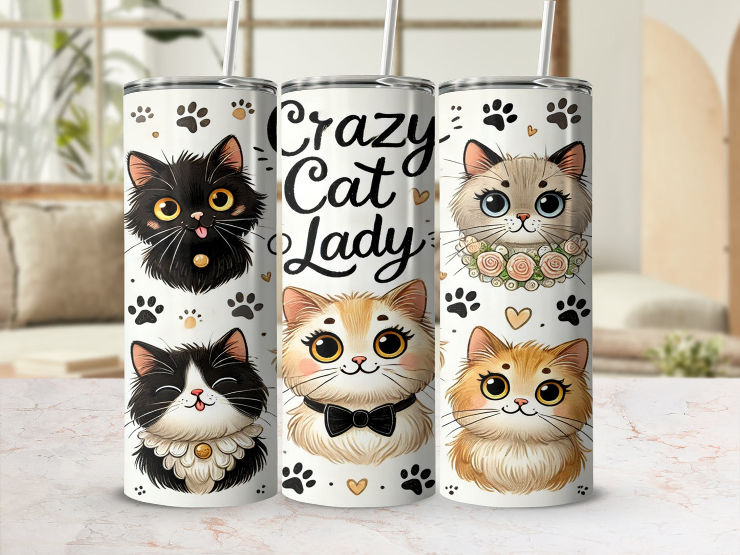 Cute Crazy Cat Lady Tumbler for Cat Lovers Gift