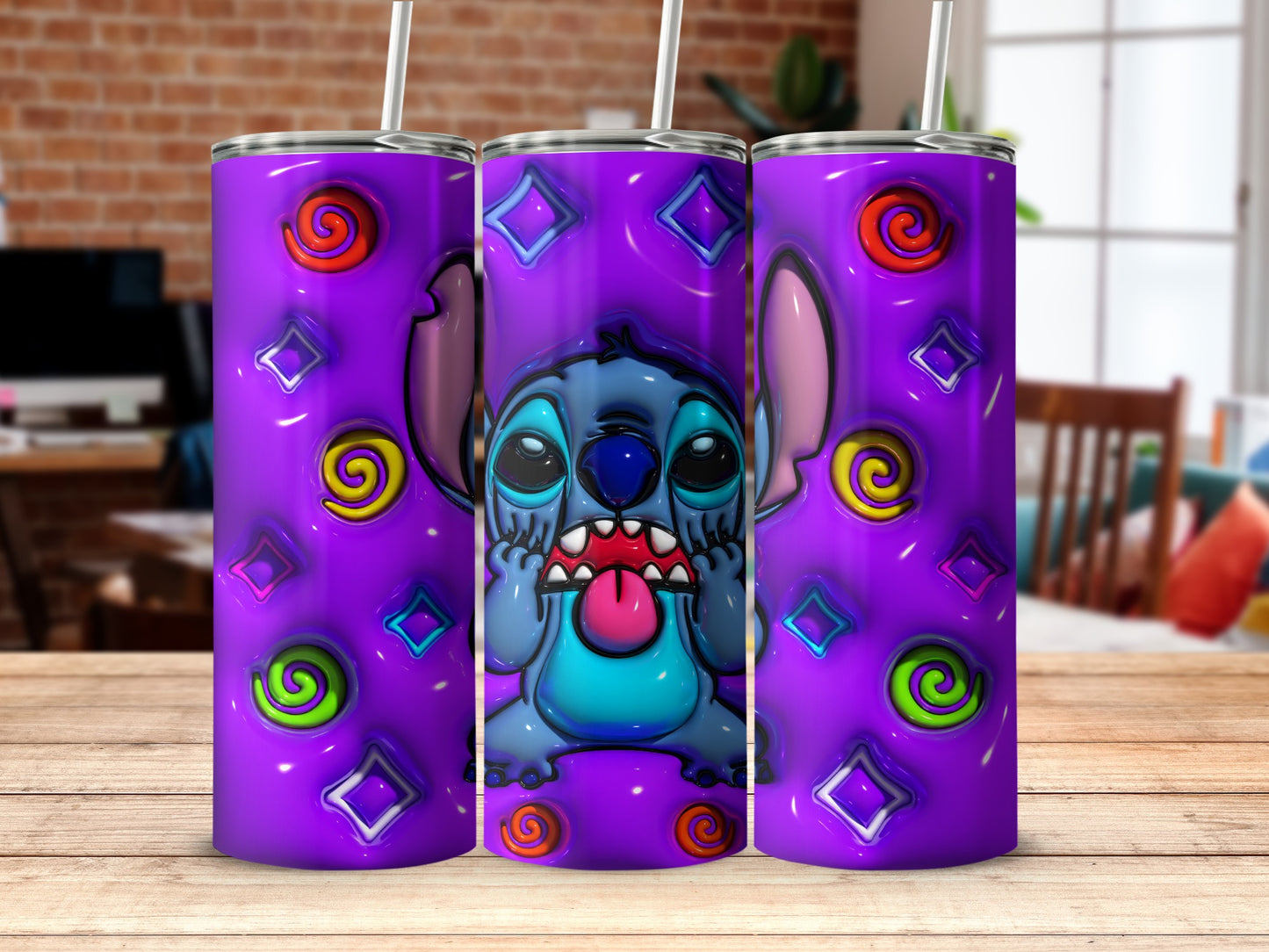 Colorful Alien Character On Purple Background Tumbler
