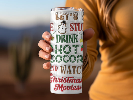 Christmas Movies Hot Cocoa Winter Tumbler Cup