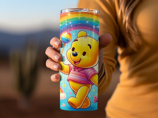 Pooh with Rainbow Lollipop Hearts Stars Butterflies Tumblers
