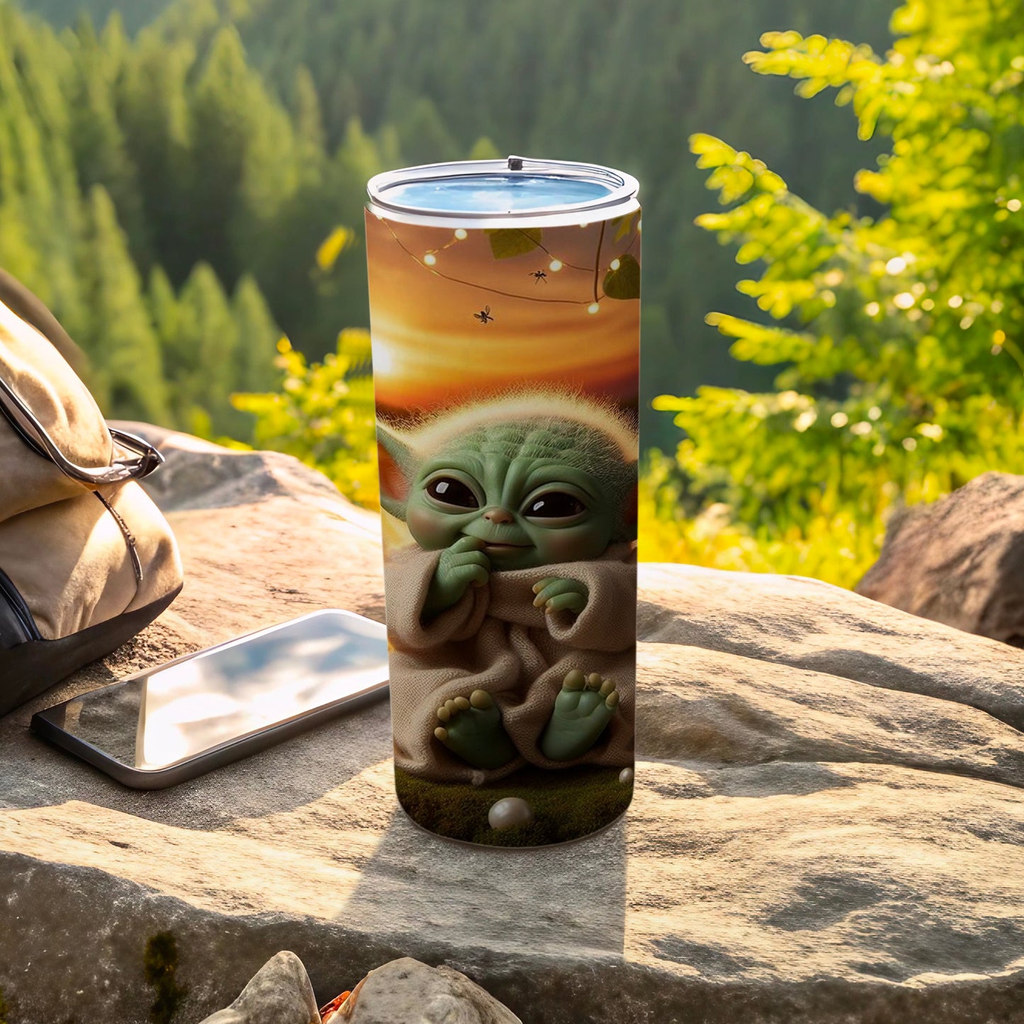 Cute Baby Alien Insulated Tumbler with Sunset Scene
