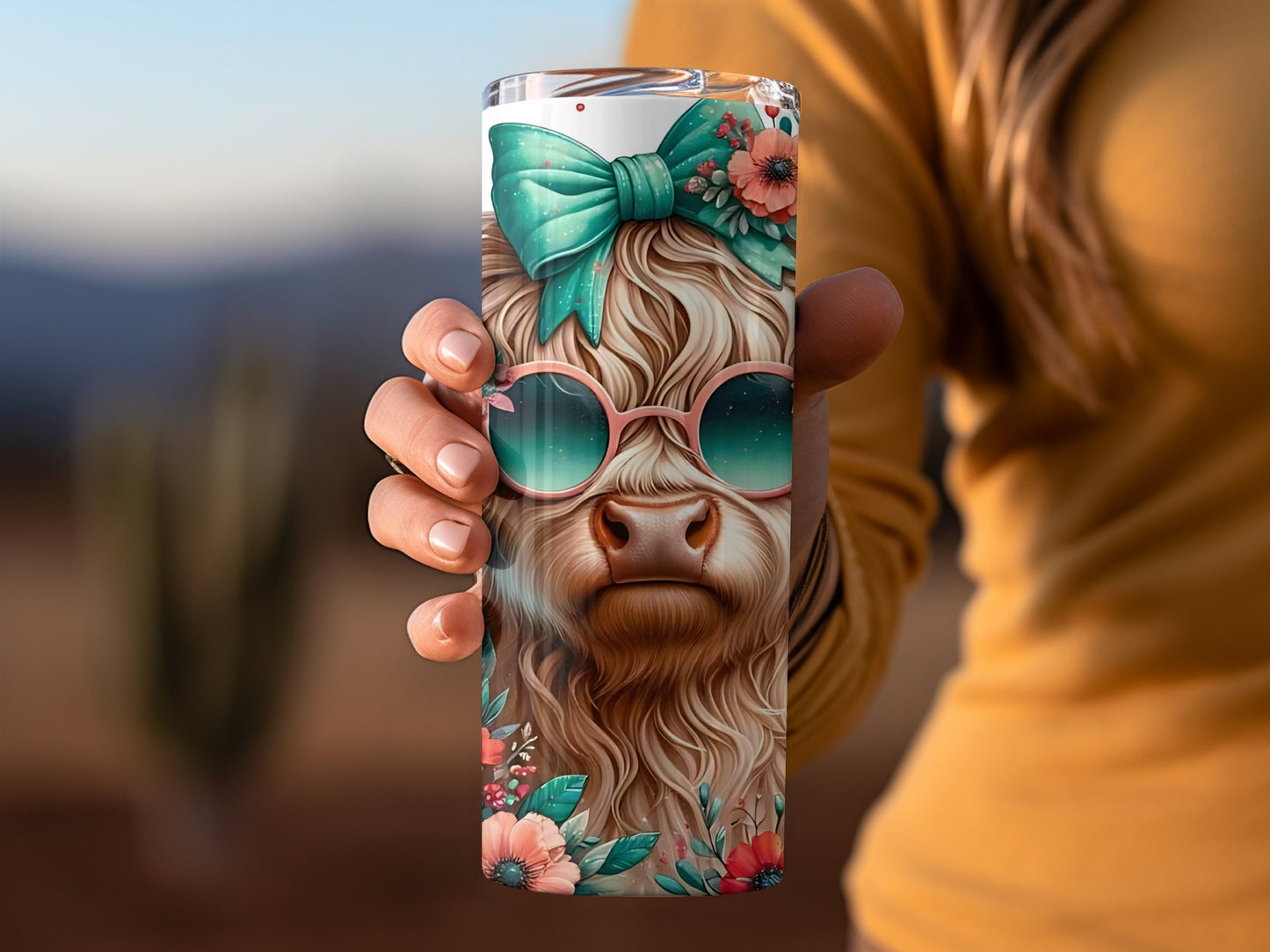 Stylish Highland Cow with Sunglasses Insulated Tumbler