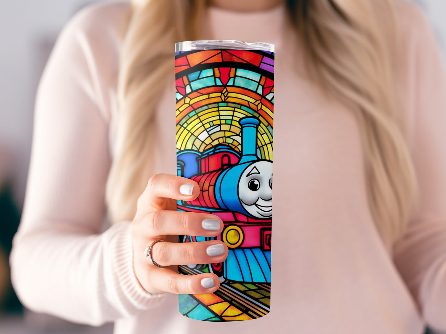 Colorful Train Design Tumbler Cup for Kids and Adults