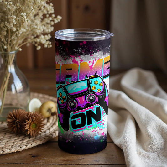 Colorful Gamer Design Tumbler for Enjoying Drinks