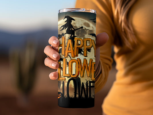 Spooky Happy Halloween Witch Design Tumbler