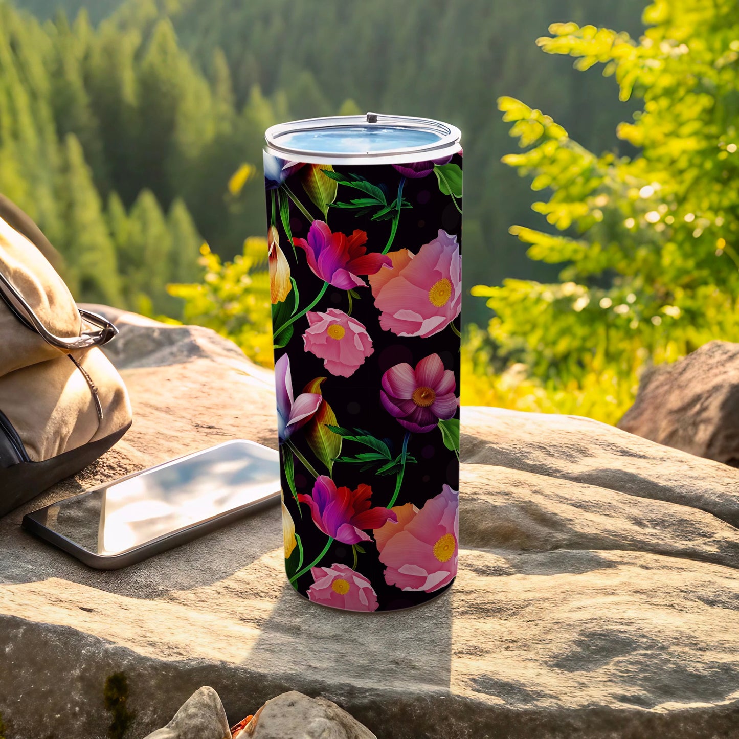 Vibrant Floral Design Stainless Steel Tumbler
